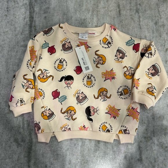 Zara Other - Zara Girls Sweet Vitamin Apple Lemonade Sweatshirt Size 2-3Y